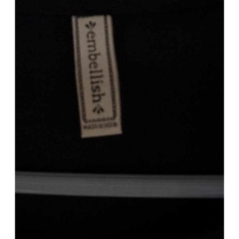 Embellish Black Linen Tunic Dress Large Button Front Lagenlook Boho Minimalist - Picture 3 of 4